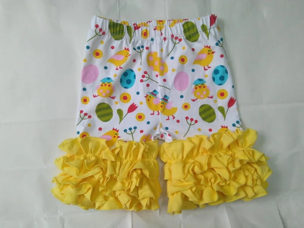 2017 тройные оборка шорты с принтом пасхальных яиц для девочек 6 см летние оборками