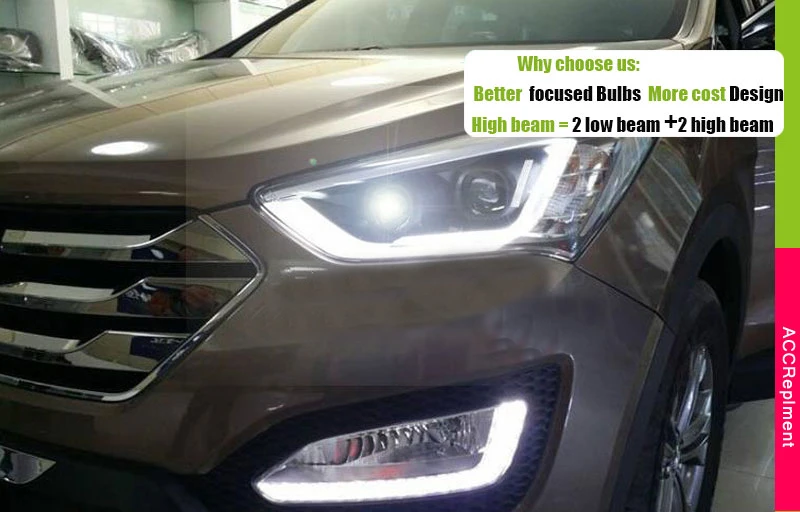 Автомобильный Стайлинг для нового Санта Фе светодиодный фары IX45 фары DRL Объектив двойной луч H7 HID XenonBi Xenon объектив