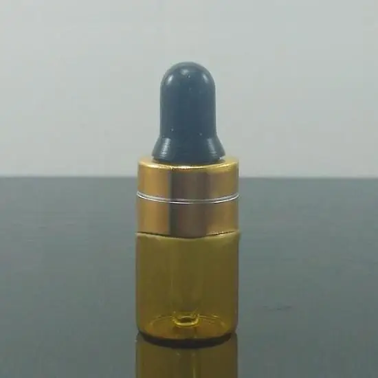 100 шт 2 мл янтарная бутылка эфирного масла 2CC пустые стеклянные бутылки с черной