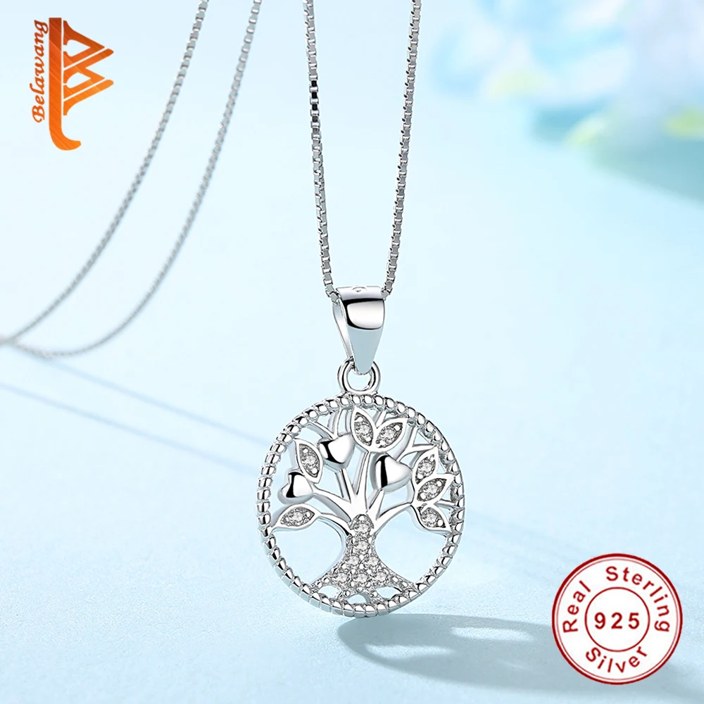 Круглый Древо жизни с украшением в виде кристаллов кулон ожерелье Элегантные 925