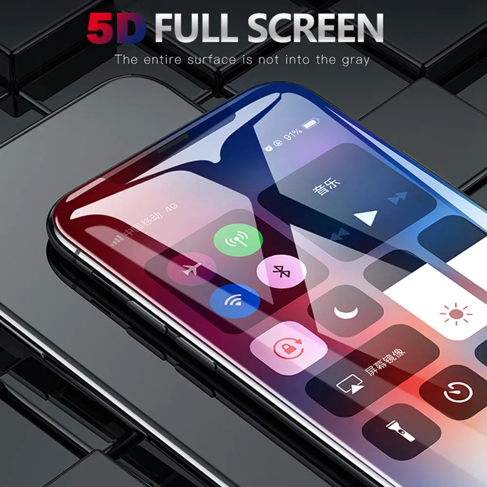 5D Tempered Glass On The For iPhone XS Max XR Full Cover Screen Protector 7 Plus Protective 6 6S 8 X | Мобильные телефоны и