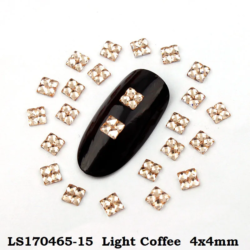 1000 шт. смешанный AB Цвет 4 мм смола квадратный дизайн ногтей Смола Rhineston DIY украшения для ногтей свадебное платье украшения - Цвет: Light Coffee