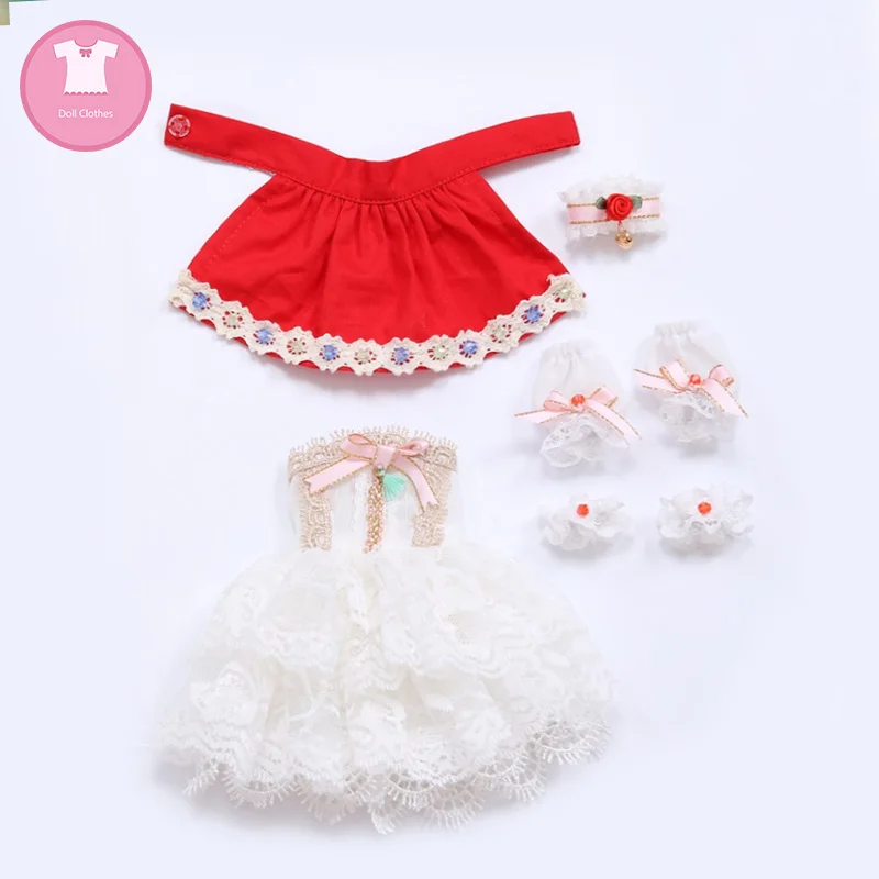 BJD SD Кукла Одежда 1/6 кружевное платье красный и зеленый Кружевной Фартук для Vloks