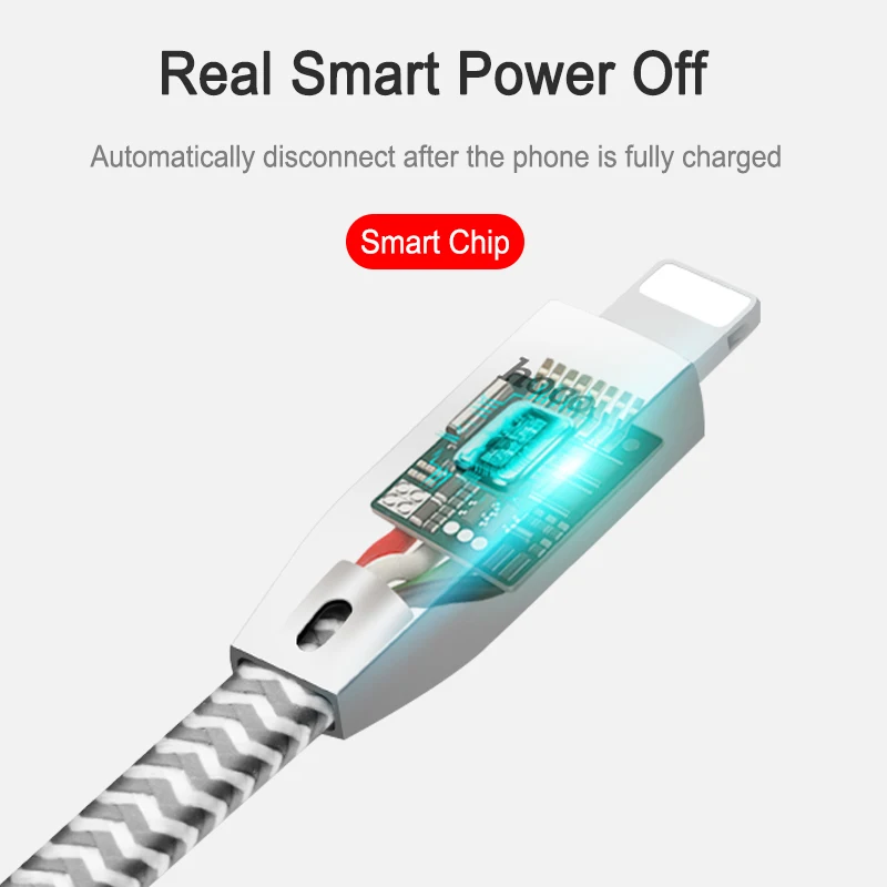 HOCO Смарт USB кабель для быстрой зарядки iPhone XS MAX 7 8 plus автоматическое отключение