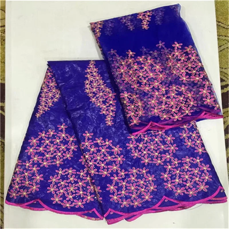 2017 королевский синий АФРИКАНСКАЯ Базен Кружево с французским чистой высокое