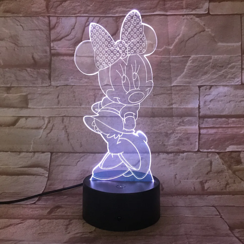 Мультфильм Микки 7 цветов Сменные USB 5 в 3D лампа визуальная Иллюзия новинка ночник