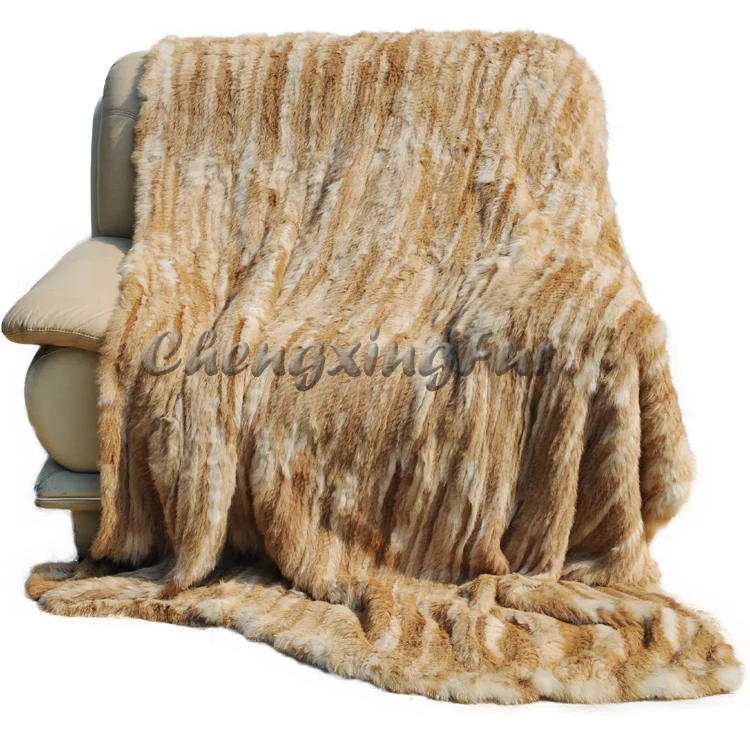 安い D-10カスタムメイドカラーニットラビットファースローブランケットニット毛布用寝室寝具セット