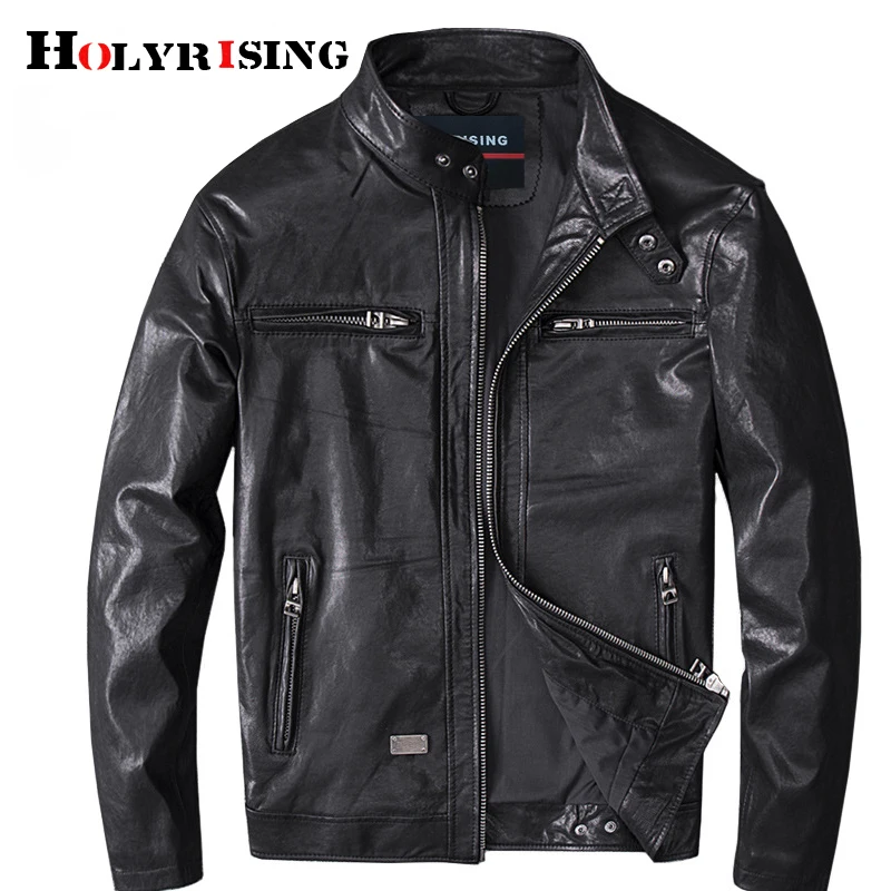 

Holyrising Genuine Leather Jacket Men Coats Genuine Sheepskin Leather Male Motorcycle Leather Jacket Winter Coat 18908-5