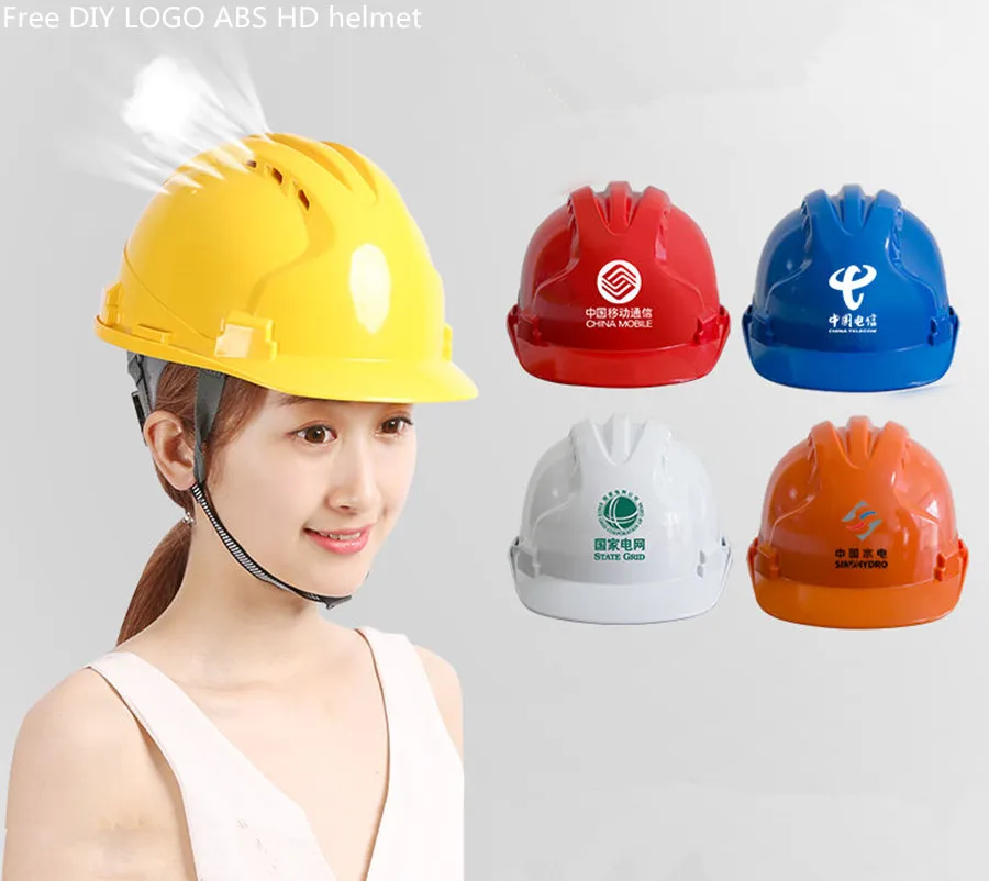 

Three Ribs High Strength Helmet Site ABS Labor Insurance Anti-smashing Construction Engineering Safety Breathable Cap DIY LOGO F