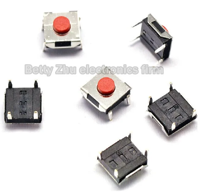 

200PCS/LOT 6 * 6 * 3.1MM Tact Switch 4 feet of vertical red waterproof copper head