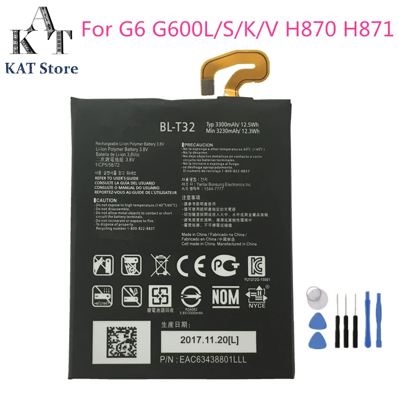 BL T32 3300mAh батарея телефона для LG G6 G600L/S/K/V H870 H871 H872 H873 LS993 US997 VS988 Замена батареи
