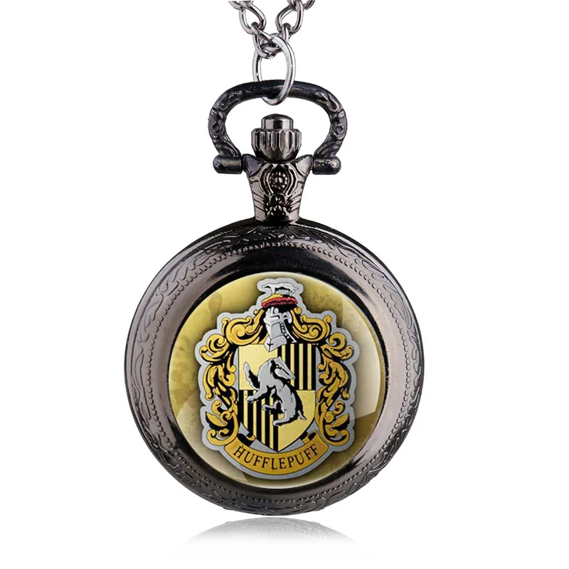 Бронзовые Hufflepuff школьные Барсуки стеклянный купол дизайн кварцевые карманные
