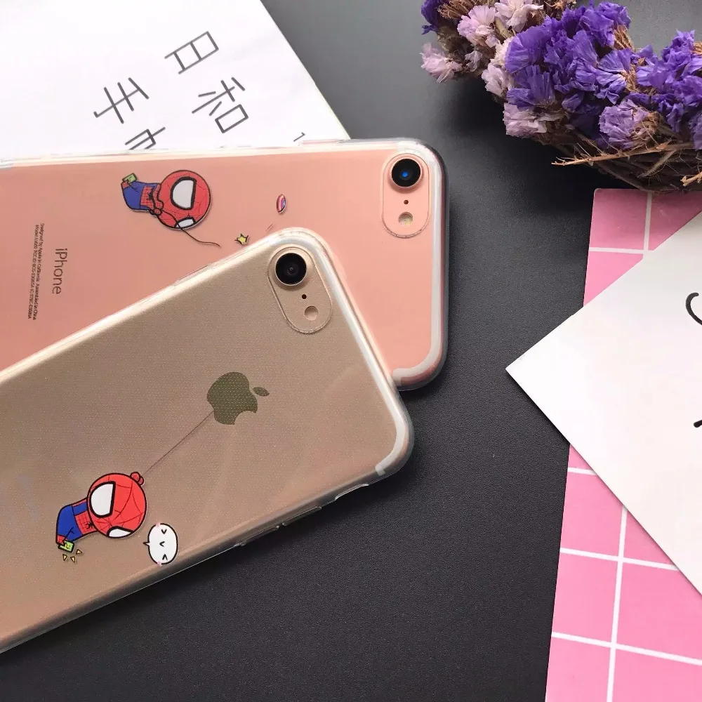 Чехол для Телефона iPhone 7 Plus рисунком Человека-паука ультра тонкий ТПУ Мягкая