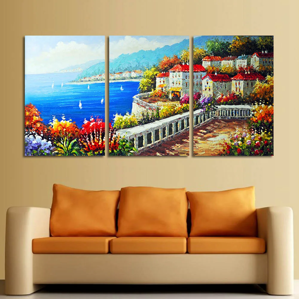 3 Панели без рамки скандинавский стиль искусство стен картина маслом печать на