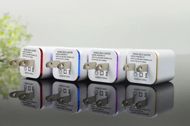 Дорожное Сетевое зарядное устройство с двумя USB портами 5 В 2 1 + А|Кабели передачи