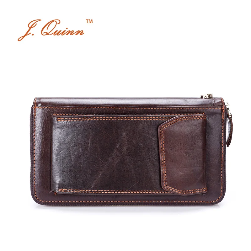 J.Quinn Phone Men Oil Wax Leather Clutch Wallets with Wrist Strip Large Zipper Handy Bag Iphone 6 Vintage Business Travel Wallet | Багаж и