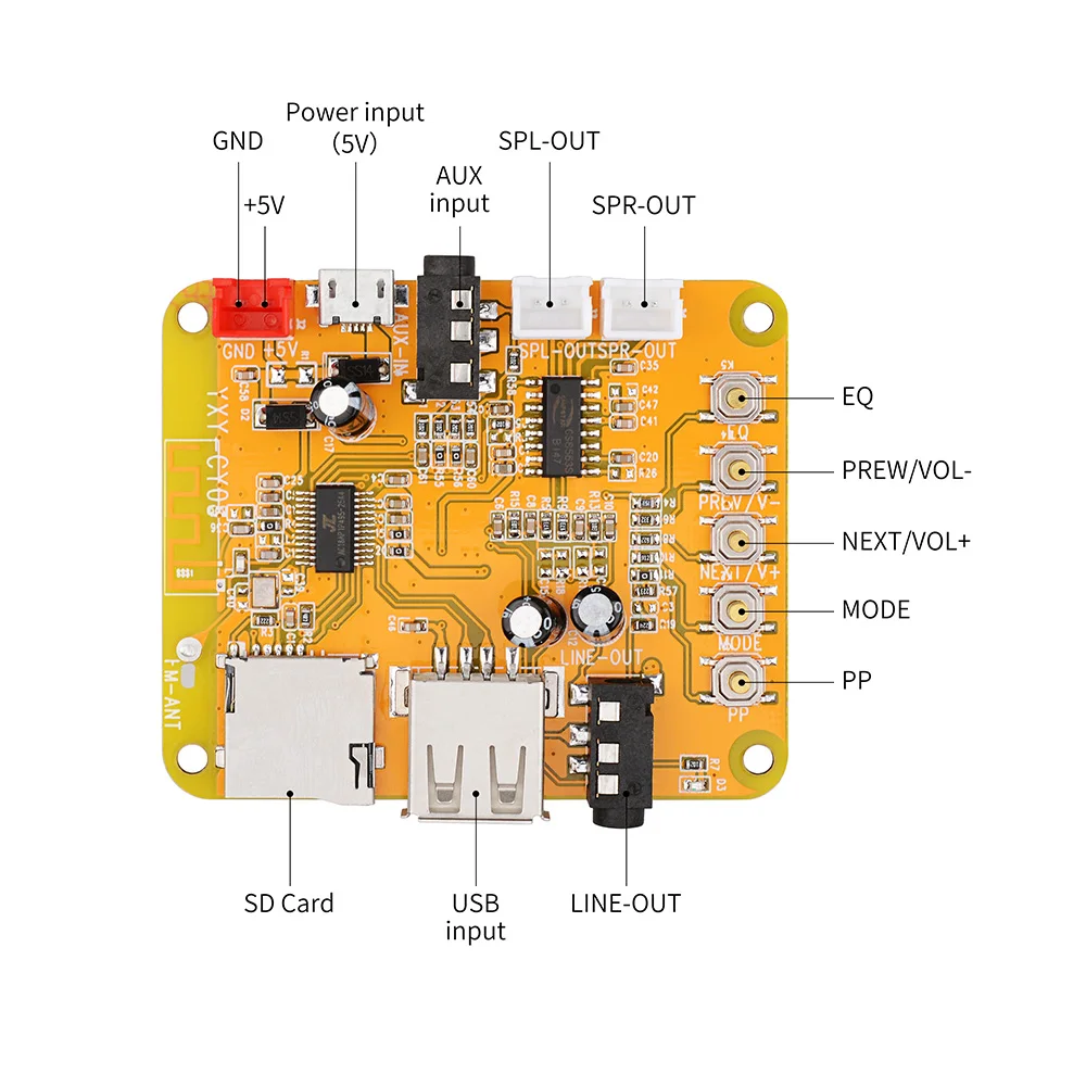 AIYIMA MP3 декодер плата Bluetooth усилитель 5Wx2 аудио приемник WAV WMA FLAC APE декодирование AUX