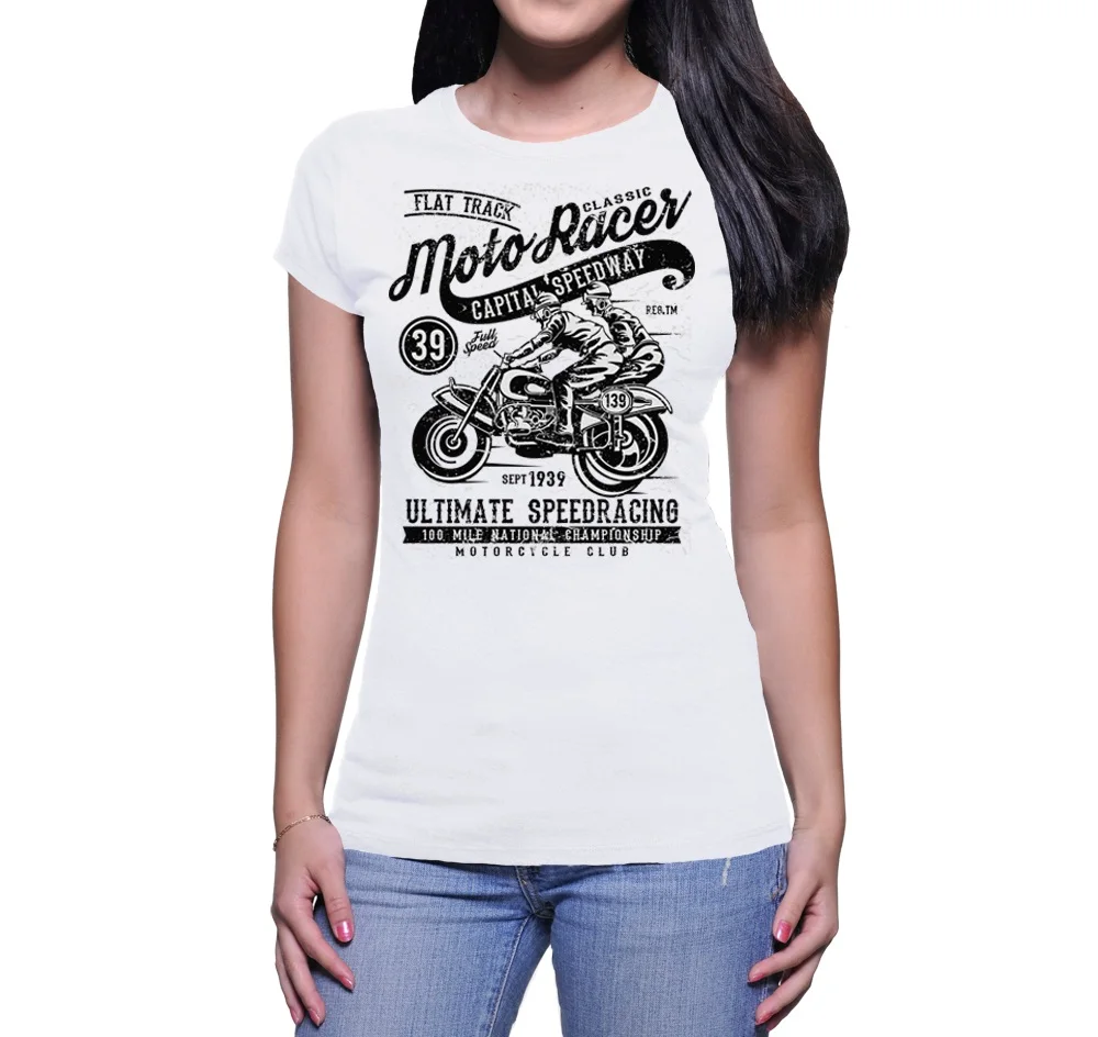 2019 новая милая повседневная женская футболка DONNA MOTO RACER винтажная иллюстрация