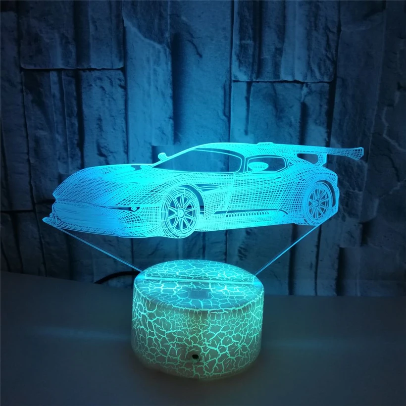 Креативный автомобильный 3D ночной Светильник акриловый 7 цветов сменный