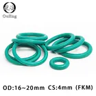 Резиновое кольцо 10 шт.лот, зеленые уплотнительные кольца FKM, уплотнительные кольца CS4mm OD14151617181920 мм, резиновые уплотнительные кольца fkm, уплотнительное кольцо, топливное уплотнительное кольцо