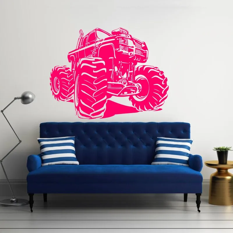 Red Наклейка на стену Monster Truck виниловая наклейка на гоночный автомобиль художественная Фреска дом гостиная гараж интерьер съемный домашний плакат Декор WW-175 - Цвет: Red