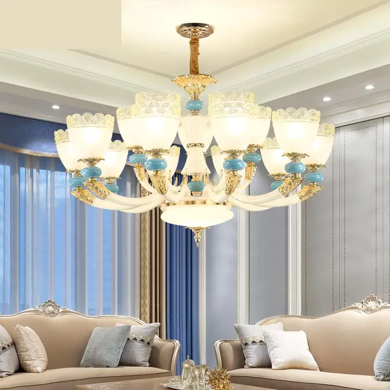 

Luxury Zinc Alloy Ceramics Chandelier lighting Modern Simple Living Room Glass Chandelier Art Deco Restaurant lights