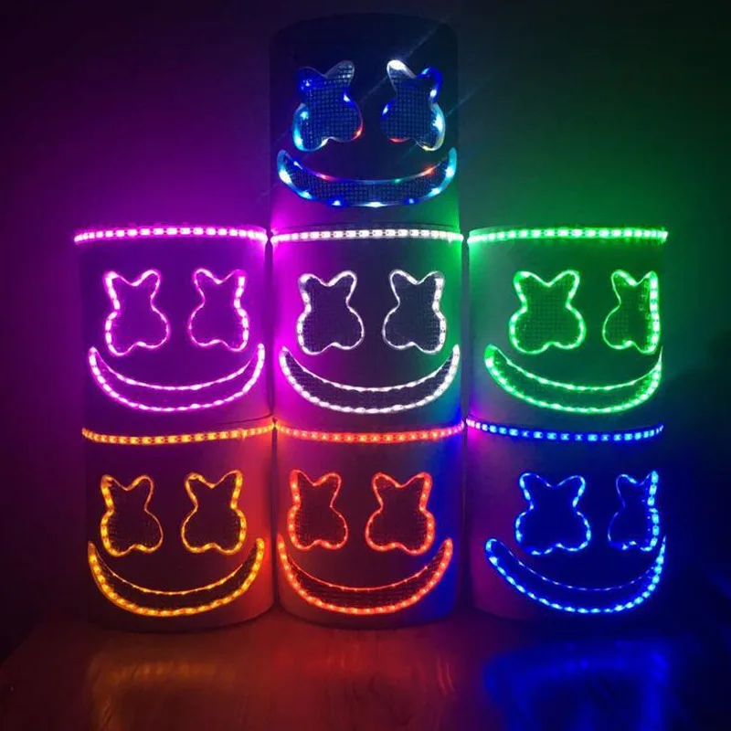 Dj Flash Type Marshmello Mask Cosplay Props LED Luminous Full Head Masks Future Bass Bar Music Halloween Party Helmet | Тематическая