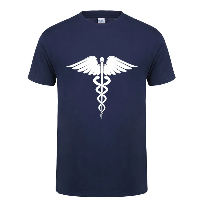 Новая летняя футболка Caduceus Мужская хлопковая с коротким рукавом врачом