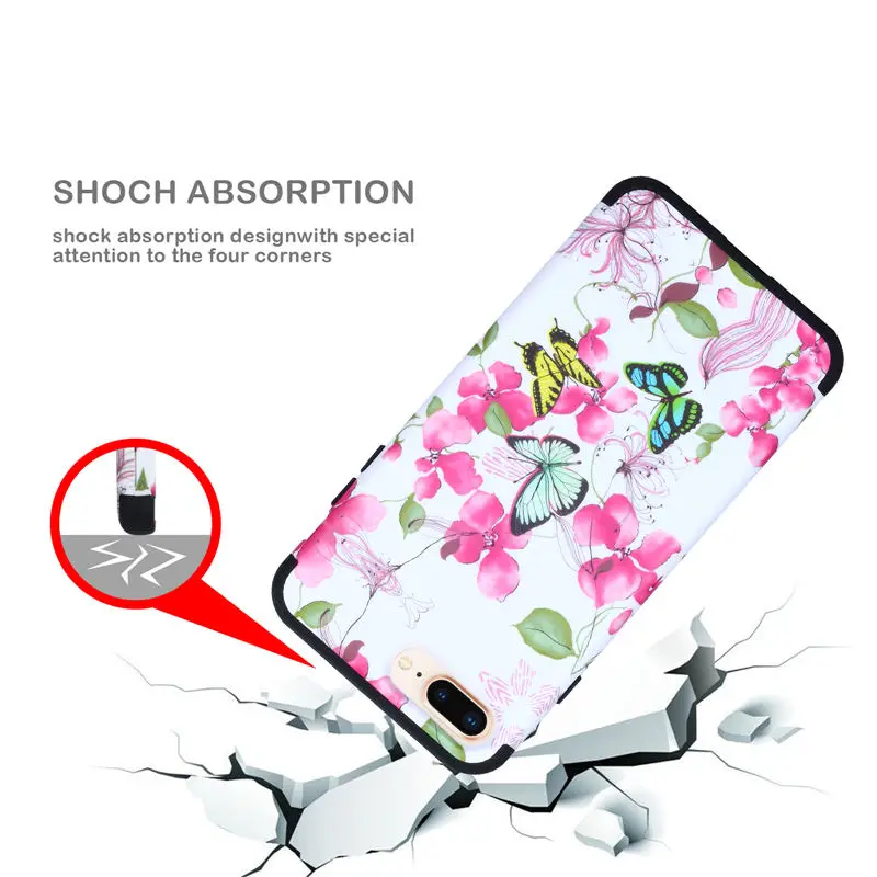 YOKIRIN для iphone 8 Plus/X Силиконовый чехол цветок 3 в 1 жесткий Пластик спереди назад