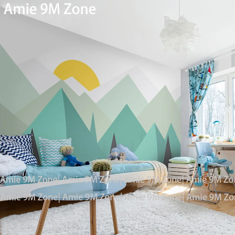 Настенные обои с изображением чистой зеленой горы на стену для детской комнаты