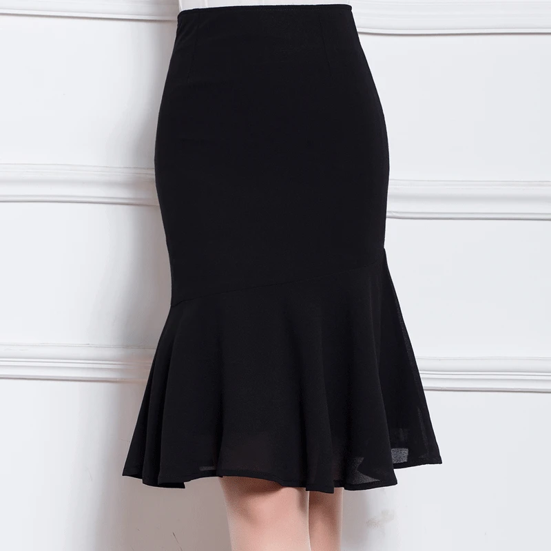Women Summer Casual Plus Size 3XS-10XL Short Fishtail Skirt Ladies Fashion Knee Length Bodycon High Waist Chiffon Mermaid Skirts | Женская