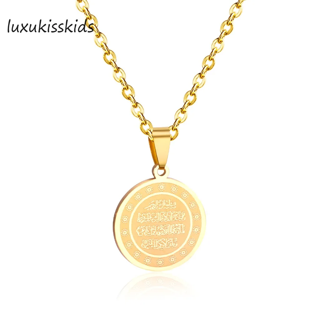 LUXUKISSKIDS оптовая продажа 5 шт./партия религиозный золотой цвет надпись ожерелье из