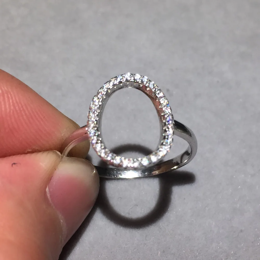 Classic Fashion Hollow out Hoop Sparkling SONA Diamant cz Ring Jewelry Real Solid 925 Sterling Silver Midi for Women SZ 5-9 | Украшения и