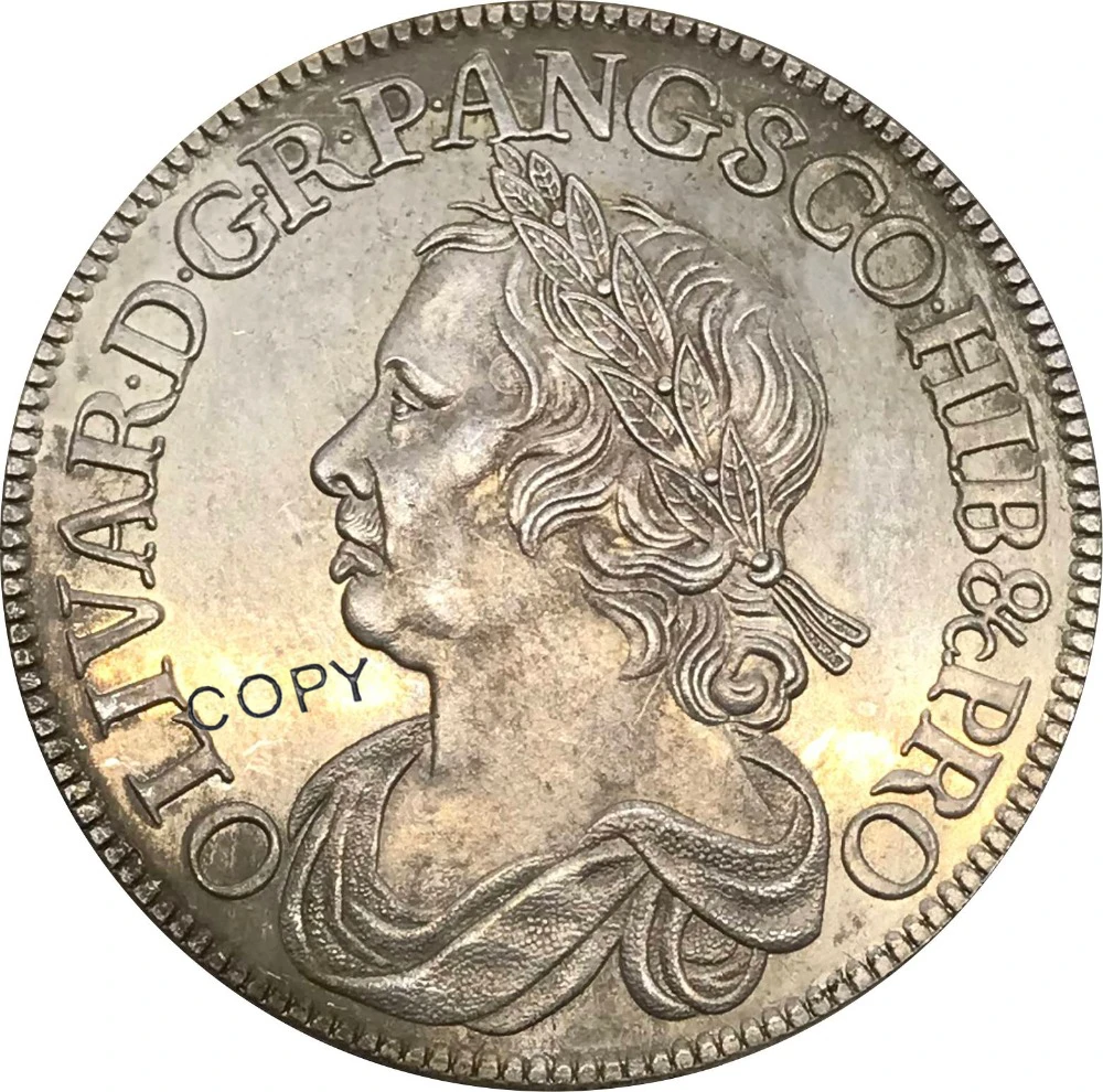 

1658 Великобритания 1/2 Корона Cromwell Корона фотокопия монета