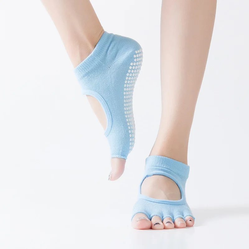 10 цветов женские носки для йоги с открытой спиной и пятью пальцами нескользящие