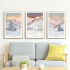 Настенные картины заснеженных гор Северной Европы, акварельный холст, пейзаж, художественные принты, скандинавский постер для украшения дома