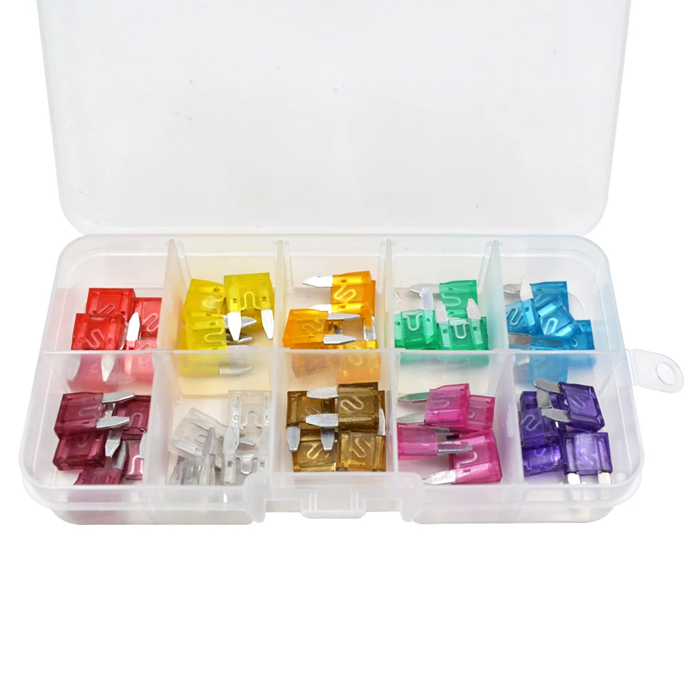 50pcs Porte Fusible Motorcycle Battery Terminals mini Adapter Car Blade Fuse With Clip Auto Standard Mini Parts | Автомобили и