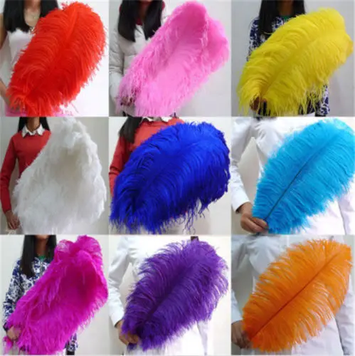 Plumas de avestruz hermosas, 100 Uds. De longitud, 16-18 pulgadas/40-45cm, variedad de colores opcionales, decoraci&oacute;n de celebraci&oacute;n DIY-0