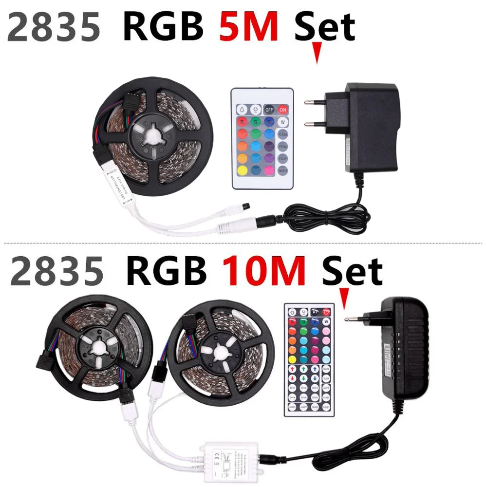 RGB Светодиодная лента 2835 Водонепроницаемая 5 м 10 DC12V Fita неоновая 12 В гибкая ledstrip с