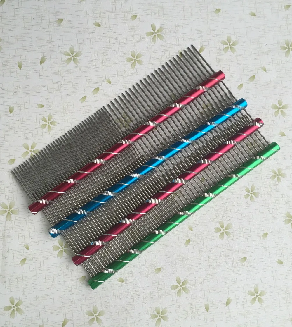 

4pcs/lot 20CM Stainless steel colorized hairdressing pet comb 20*3.4