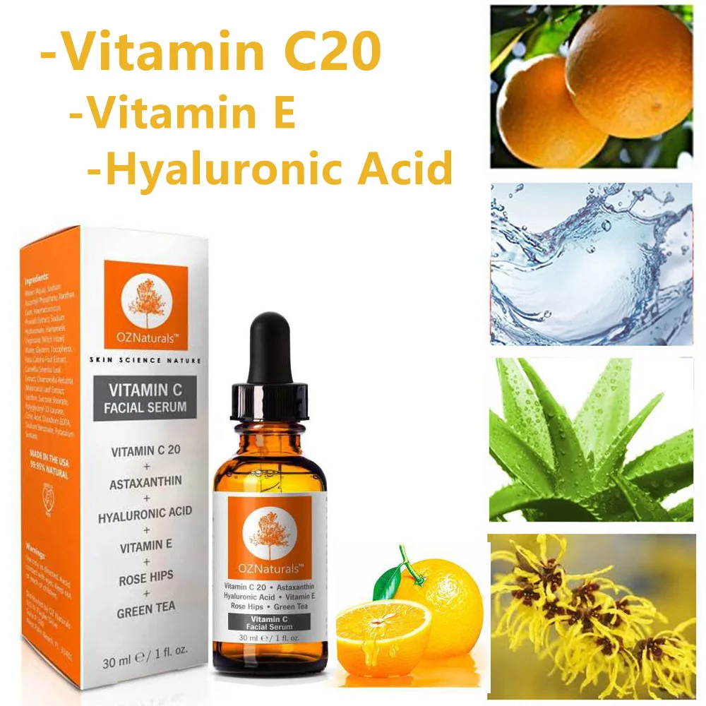 Витамин C20 VE антивозрастная Сыворотка питает осветляющую кожу с гиалуроновой