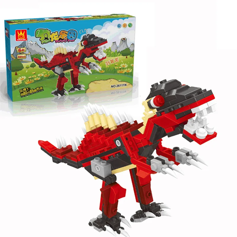 Wange маленькие частицы Строительные блоки Набор динозавр парк дети Сделай Сам