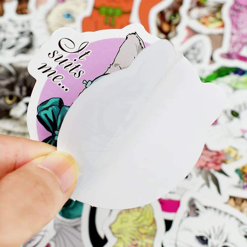 

50 Pcs/lot Cute Cat Style Kitten Stickers For Computer Pad Phone Laptop Skateboard Fridge Bicycle Pvc Waterproof Decal Sticker