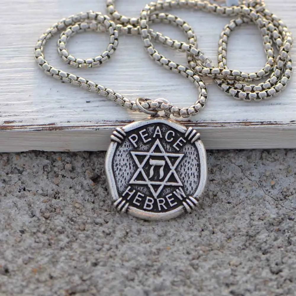Men Jewelry Chai Necklace Peach Hebrew Pendant Star of David Judaica Jewish Symbol Letter Blessing Israel Necklaces A244|Ожерелья с