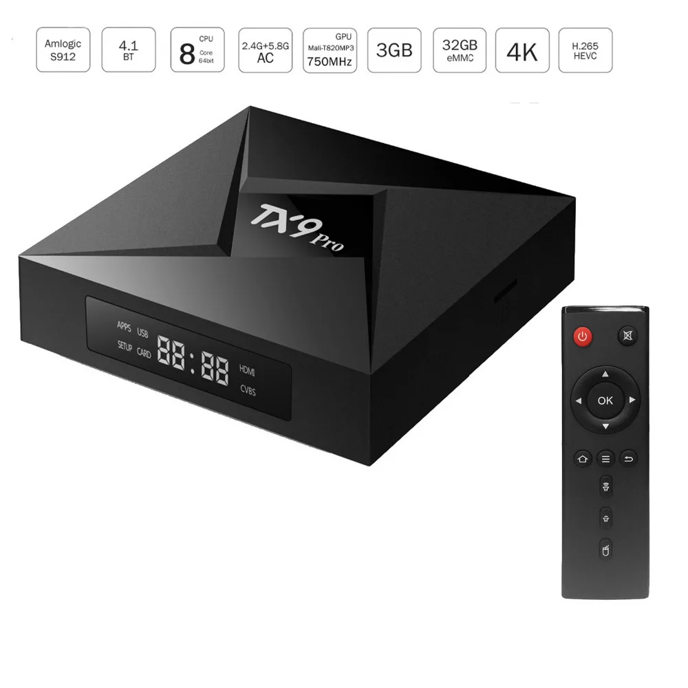 TX9 PRO Smart ТВ коробка Android 7 1 Amlogic S912 Octa core 3 ГБ + 32 Двойной Wi-Fi 1000 м телеприставку 4 К