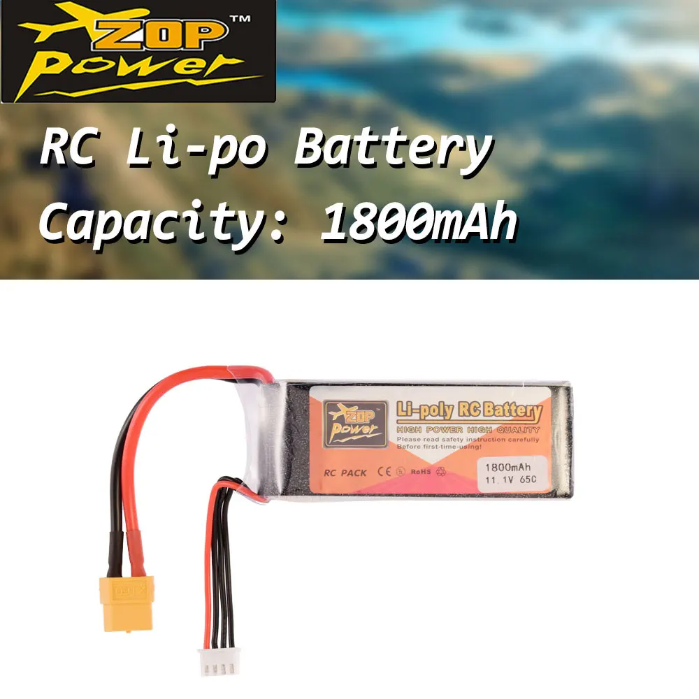 ZOP Power 11 1 В 1800 мАч 65C 3S Lipo батарея XT60 сменная для радиоуправляемого гоночного дрона