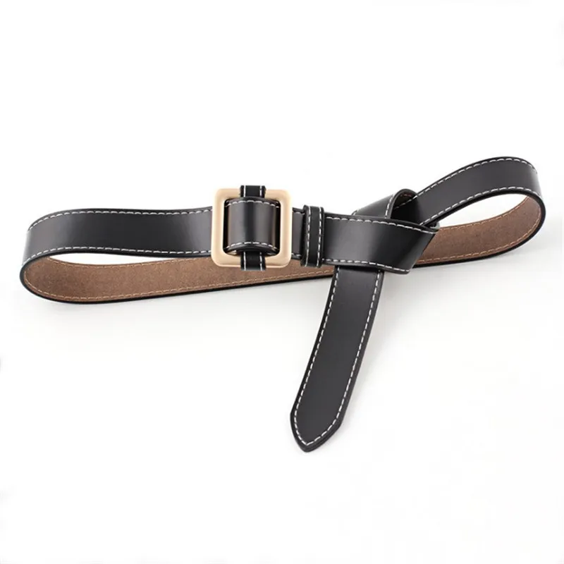 Black White Red Tan Wide Genuine Cowhide Leather Waist Strap Belt Women Gold Square Buckle Woman Belts for Jeans Waistbands | Аксессуары