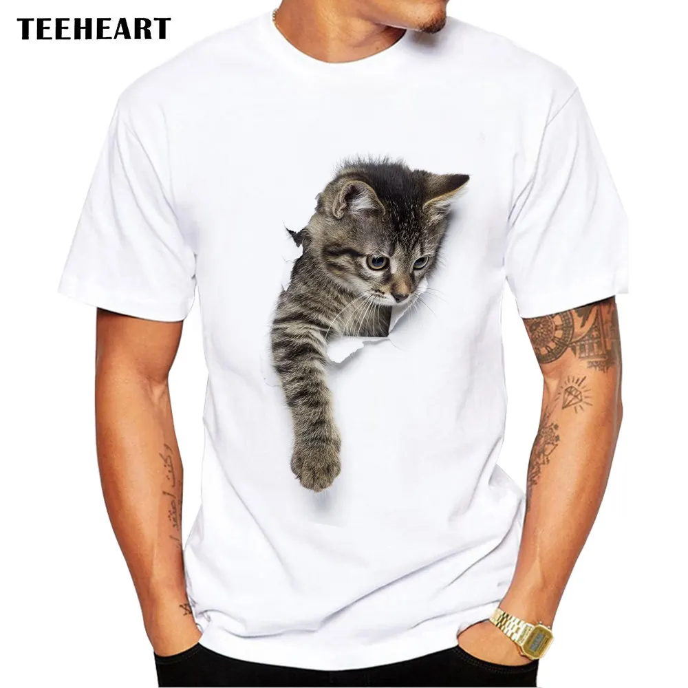 TEEHEART 3D Милый Кот Футболки Женские Летние Топы Тройники Печати животных майка