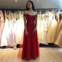 sexy off shoulder long red champagne prom dress 2019 new arrival formal party dress full length appliques special occasion gowns
