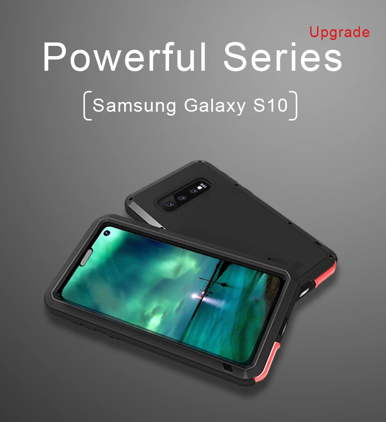 Чехол для Samsung Galaxy S10 S10E оригинальный Lovemei Алюминиевый металлический + Gorilla Glass